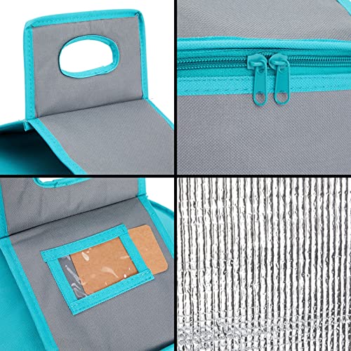 Juvale Insulated Round Thermal Casserole Food Carrier for Lunch, Lasagna, Potluck, Picnics, Vacations - Teal and Grey - Image 5