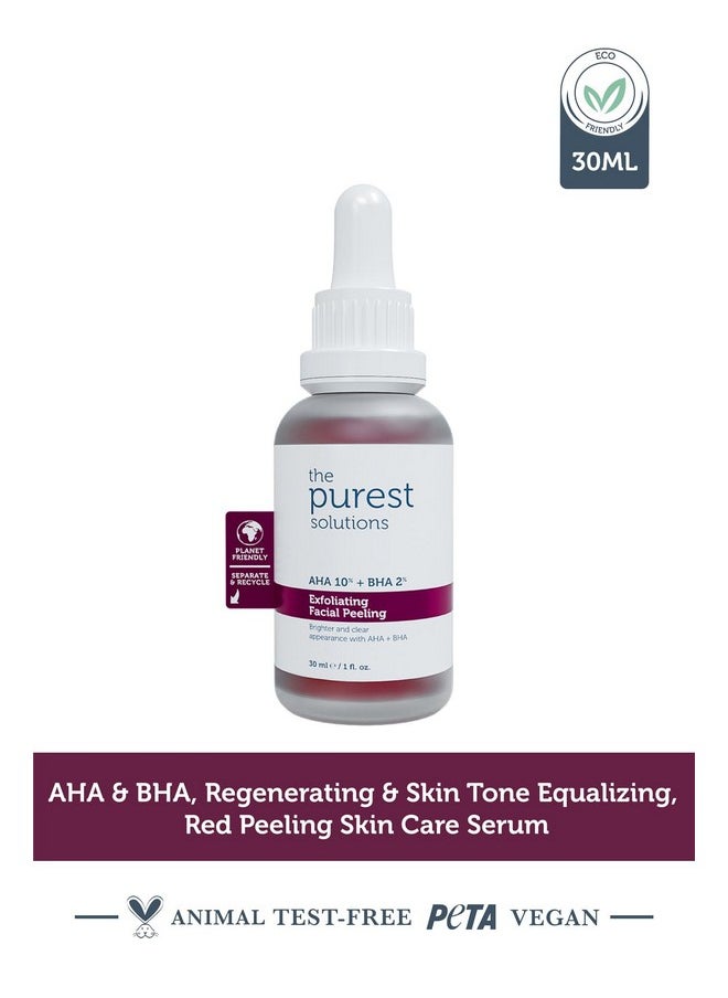 the purest solutions - Exfoliating Facial Peeling (Aha 10% + Bha 2%) Renew & Rejuvenate Your Skin With Tasmanian Pepper Extract & Hyaluronic Acid Solution Vegan Cruelty Free (1 Fl. Oz) - Image 1