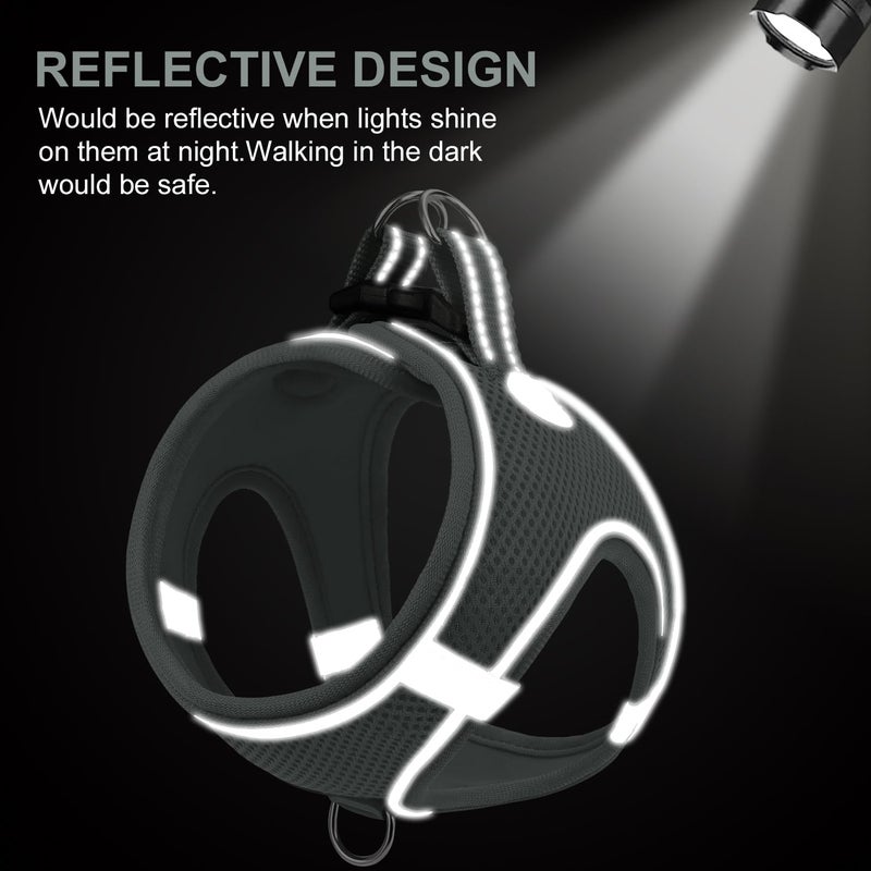 Joytale Small Dog Harness, Breathable Mesh Step-in Vest, Reflective Soft Padded Harnesses for Cats, Puppies and Extra Small Dogs, Gray, XXS - Image 4