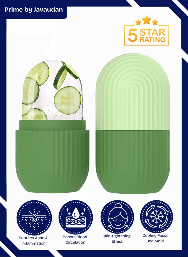 برايم بي جافاودان آلة صنع قوالب الثلج للوجه مع نظام مانع للتسرب والتنقيط ، بكرة ثلج على شكل مكعب كونتور ، حامل ثلج من السيليكون للوجه ، أدوات العناية بالبشرة ، أسطوانة الجليد ، هدية للنساء - Image 1