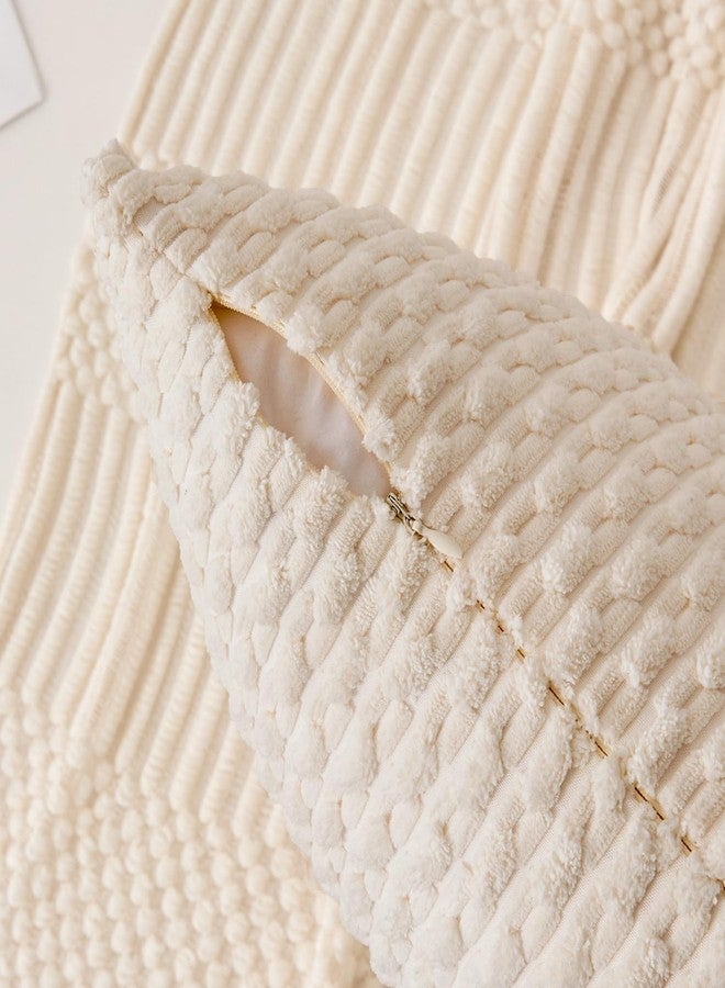 K KEVIN TEXTILE Kevin Textile 14x36 Inch Long Lumbar 1 Pack Boho Decorative Throw Pillow Cover Soft Striped Corduroy Rectangle Cushion Case Farmhouse Solid Color Accent for Living Room Couch Sofa Bed, Cream White - Image 4