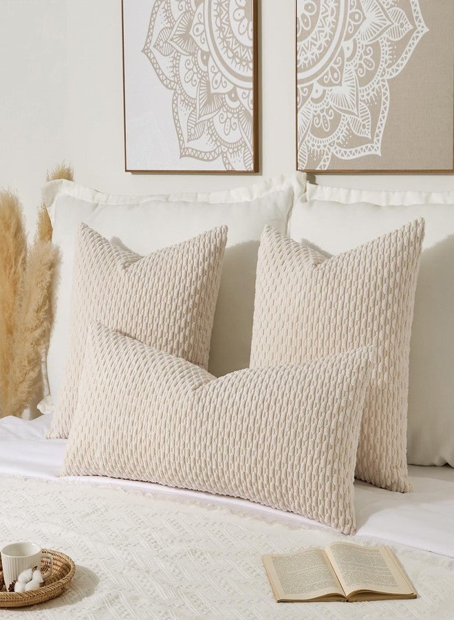 K KEVIN TEXTILE Kevin Textile 14x36 Inch Long Lumbar 1 Pack Boho Decorative Throw Pillow Cover Soft Striped Corduroy Rectangle Cushion Case Farmhouse Solid Color Accent for Living Room Couch Sofa Bed, Cream White - Image 5