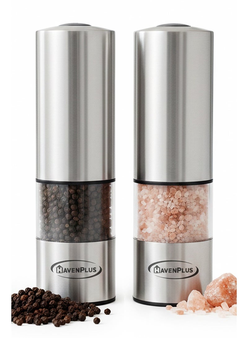 HavenPlus Electric Cordless Pepper Mill – Stainless Steel with LED Light, Adjustable Coarseness, Up to 180 Uses Without Recharge, Ideal for Kitchen, BBQ, and Everyday Cooking. - Image 1