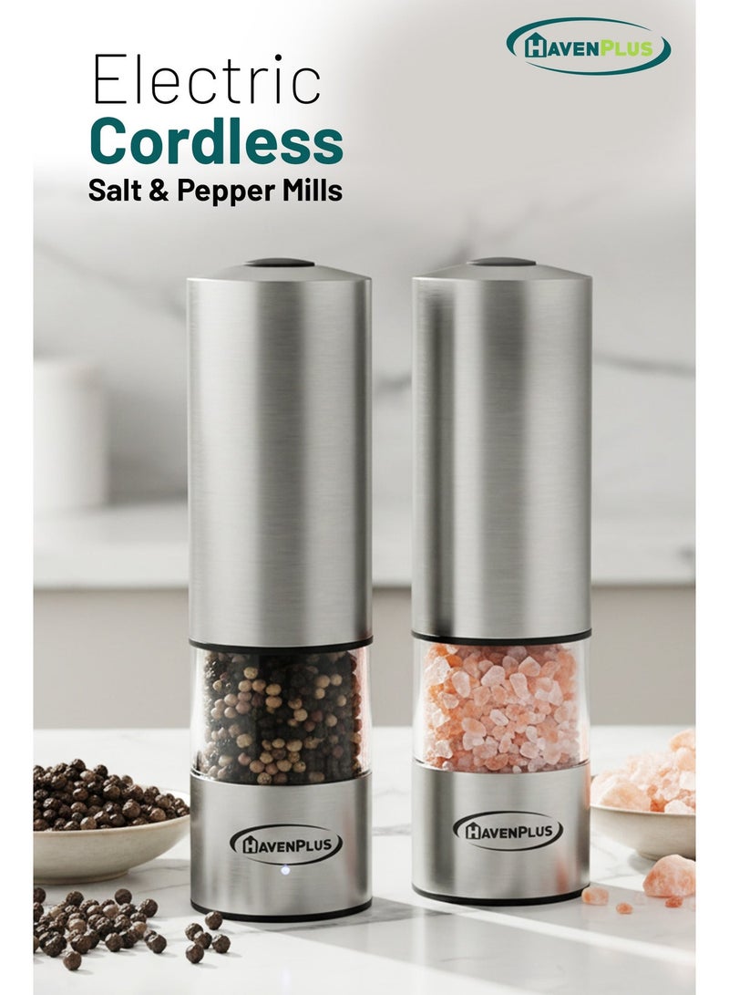 HavenPlus Electric Cordless Pepper Mill – Stainless Steel with LED Light, Adjustable Coarseness, Up to 180 Uses Without Recharge, Ideal for Kitchen, BBQ, and Everyday Cooking. - Image 2