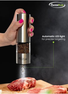 HavenPlus HavenPlus Electric Cordless Pepper Mill – Stainless Steel with LED Light, Adjustable Coarseness, Up to 180 Uses Without Recharge, Ideal for Kitchen, BBQ, and Everyday Cooking.  - Image 5