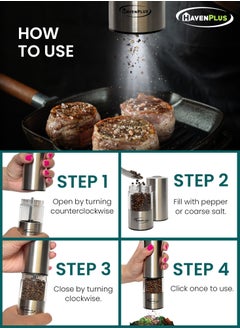HavenPlus HavenPlus Electric Cordless Pepper Mill – Stainless Steel with LED Light, Adjustable Coarseness, Up to 180 Uses Without Recharge, Ideal for Kitchen, BBQ, and Everyday Cooking.  - Image 4