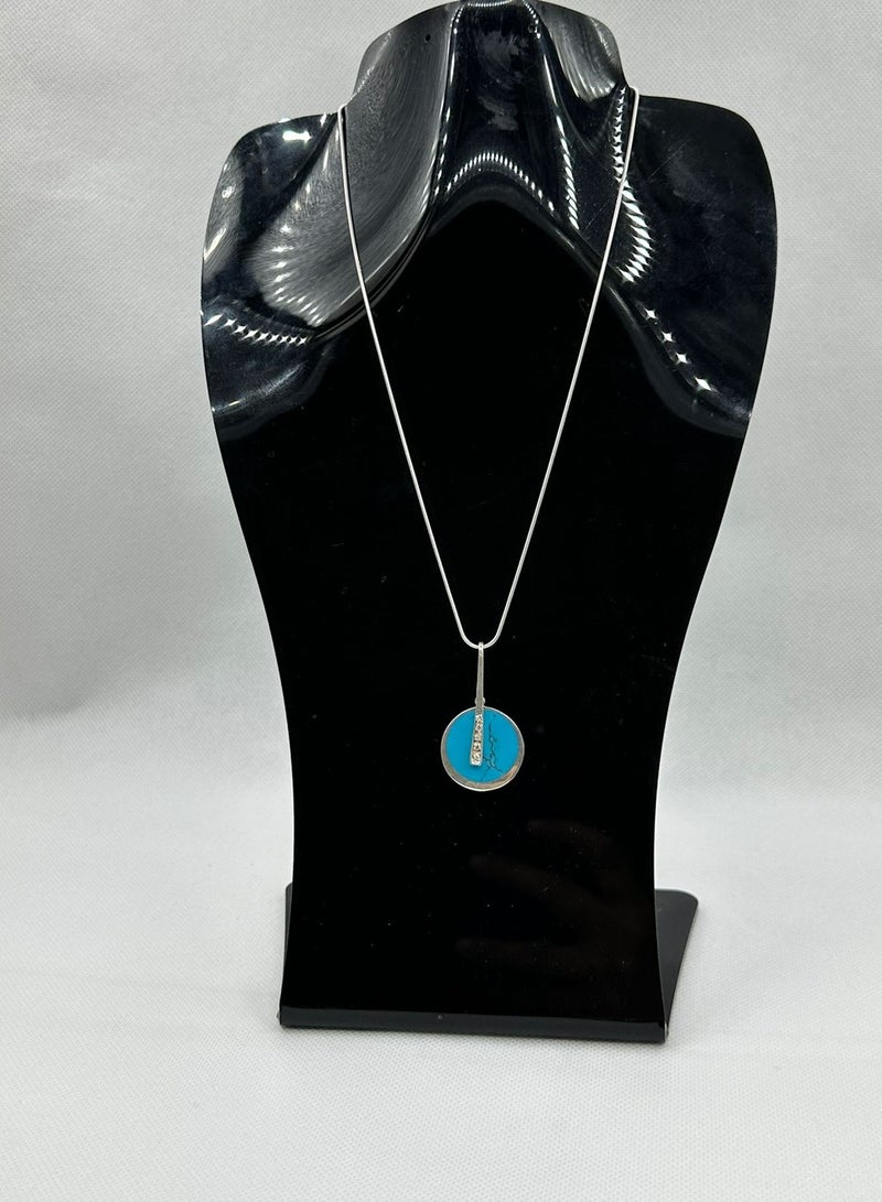 Women's Indian Turquise Stone Pendant, Zircon - Image 2