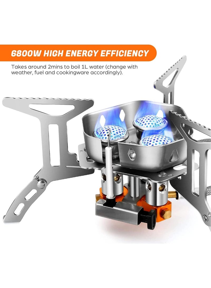 GO2CAMPS High Power Mini Foldable Camping Stove 6000W-Combo Pack with 500g Butane Screw Type Gas Cartridge – 3 Core Burner Heavy Duty Stainless Steel Portable Gas Stove for Camping, Hiking, Desert Trips, Backpacking,Travel, Fishing, Emergency Use Picnic & Outdoor Cooking - Image 2