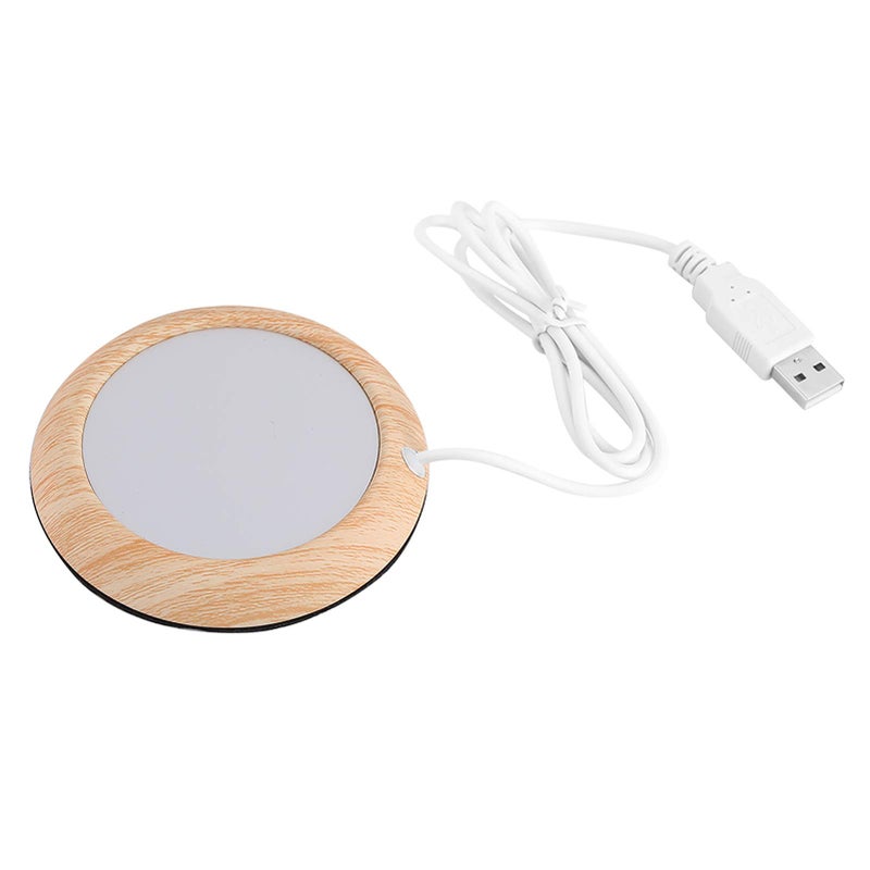 USB Coffee Mug Warmer Wood Grain Cup Warmer Heat Beverage Mug Mat Coffee Heater Pad Bright Wood Grain Light Walnut Grain