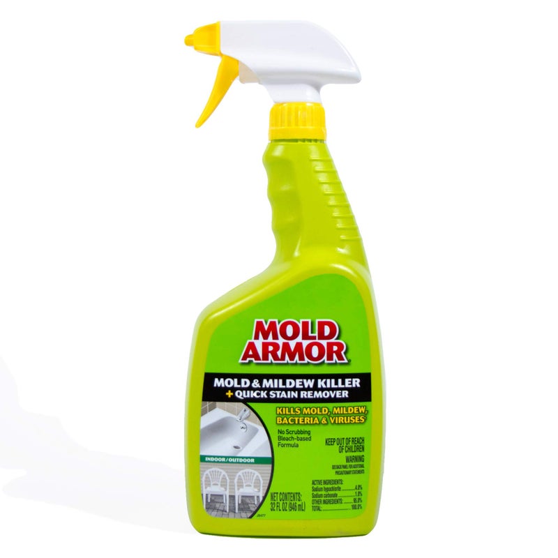 mold armor مُعَزِّز العفن - قاتل العفن والفطريات + مزيل البقع السريع، 32 أونصة، زجاجة رذاذ مزودة بزناد، يقضي على 99.9% من البكتيريا والفيروسات المنزلية، مثالي لإزالة العفن والفطريات في الحمام - Image 2