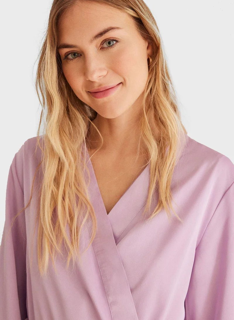 ومن سيكريت Long Lilac Fringed Satin Robe