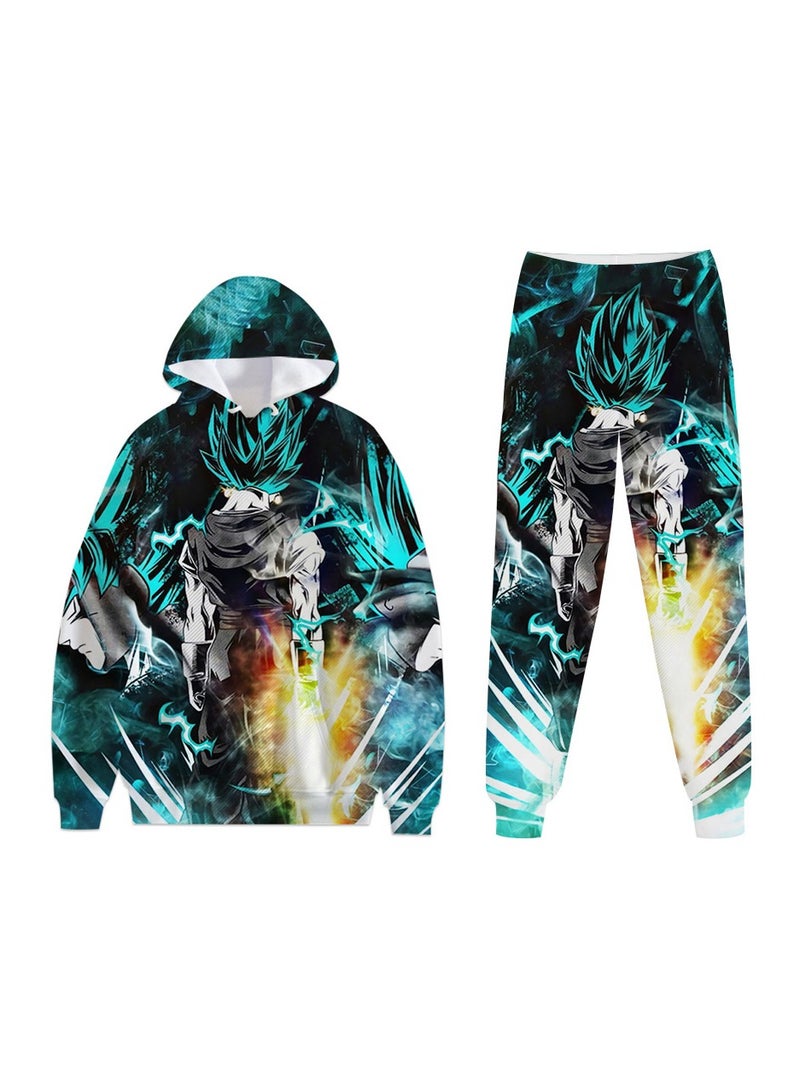 KUYING New Dragon Ball 3D Digital Printed Hooded Sweatshirt And Pants Set  - Image 1
