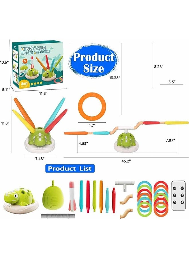 MLADEN 3-In-1 Dinosaur Kids Outdoor Toys Musical Jump,Toss Ring and Stomping Rocket Launcher Toy for Kids,Sports & Outdoors Toys for Kids Ages 4-8, for Boys & Girls - Image 2