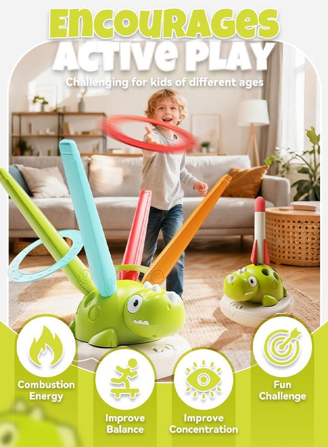 MLADEN 3-In-1 Dinosaur Kids Outdoor Toys Musical Jump,Toss Ring and Stomping Rocket Launcher Toy for Kids,Sports & Outdoors Toys for Kids Ages 4-8, for Boys & Girls - Image 3