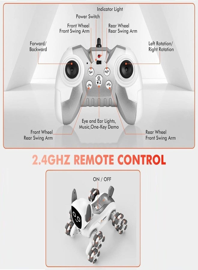 Babelly 8WD Remote Control Robot Dog RC Car 8x8 Stunt Toy with Light and Music,Birthday Gifts for 6 7 8+ Years Old Boys.. - Image 5