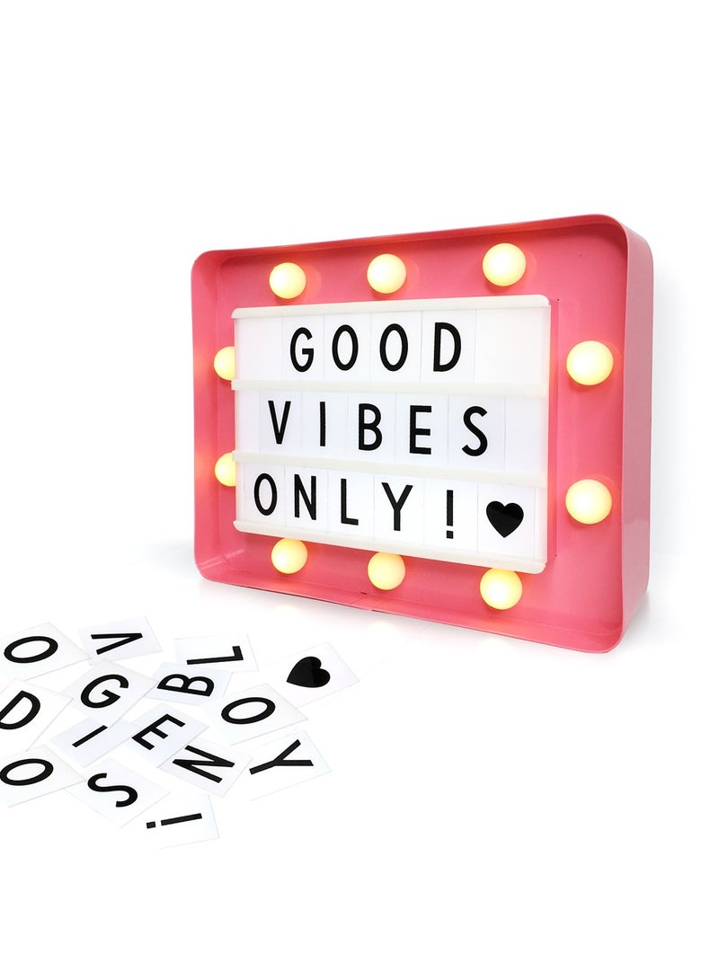 Salla Metal LED Message Pink Light Box With Letters, Numbers and Symbols 21x17cm - Image 1