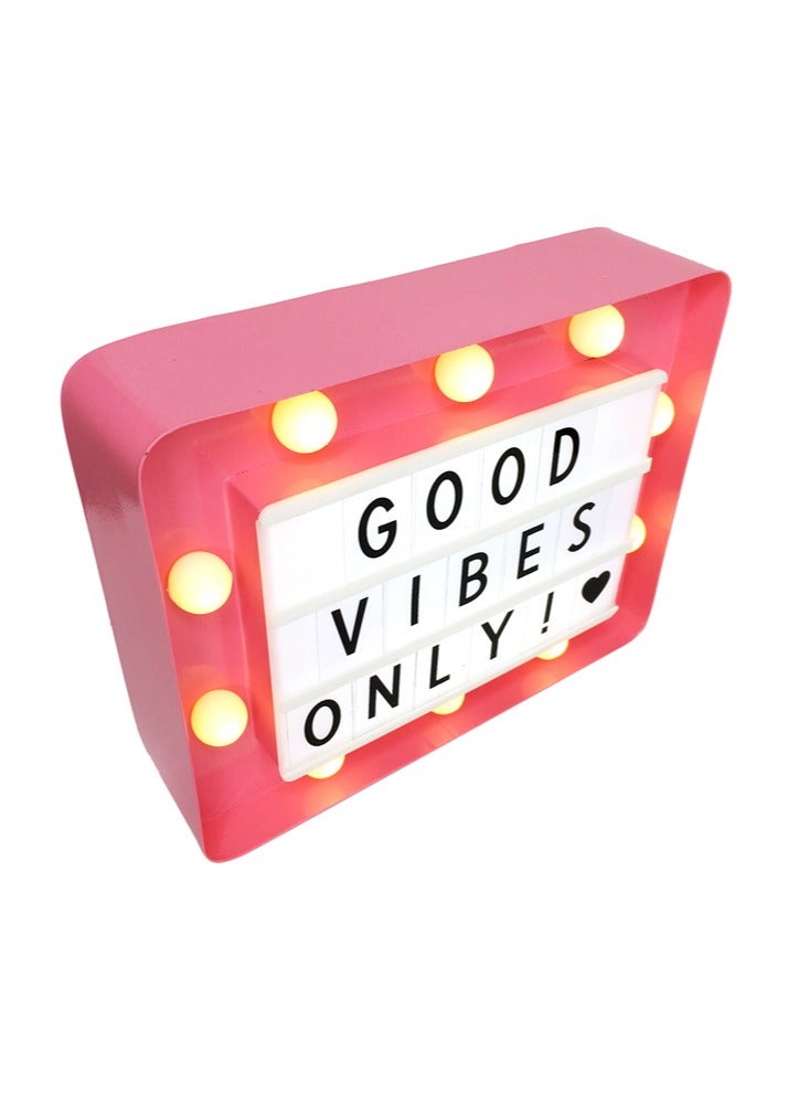 Salla Metal LED Message Pink Light Box With Letters, Numbers and Symbols 21x17cm - Image 3