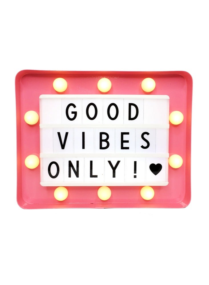 Salla Metal LED Message Pink Light Box With Letters, Numbers and Symbols 21x17cm - Image 2