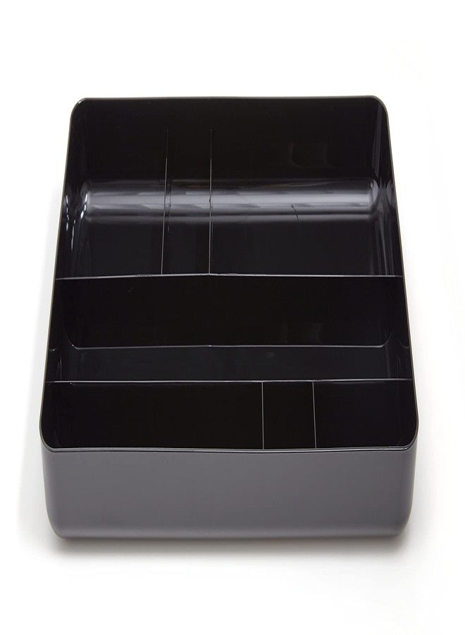 TRU RED Plastic Drawer Organizer, 7‑Compartment, Black - Desk & Drawer Storage for Office Supplies - Image 1