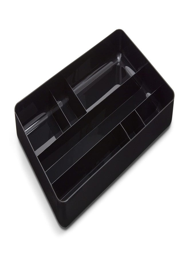 TRU RED Plastic Drawer Organizer, 7‑Compartment, Black - Desk & Drawer Storage for Office Supplies - Image 2