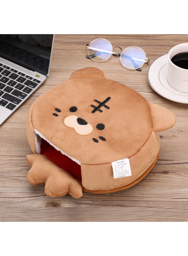 Winter Heating Hand Warmer Mouse Pad With Wrist Winter Mouse Cover Warm Computer Men's Fleece-lined Thickened Gloves-Pattern:Cute Bear + Send An Extra Usb Heating Piece  - Image 4