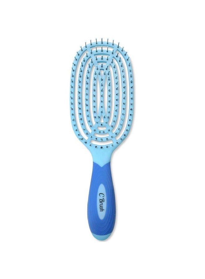 NuWay 4Hair U.S. Patented Detangler Hair Brush For Men & Women - Blue | Hair Comb For Scalp Care - Fast Dry Venting Scheme - Special Formulated Bristles | Curved And Vented Detangling C Brush - Image 2
