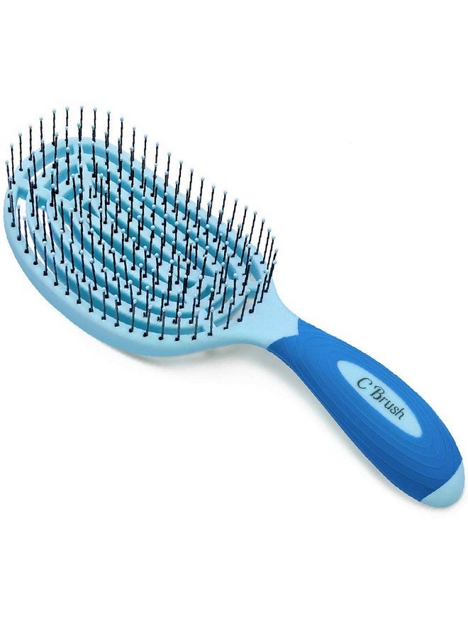 NuWay 4Hair U.S. Patented Detangler Hair Brush For Men & Women - Blue | Hair Comb For Scalp Care - Fast Dry Venting Scheme - Special Formulated Bristles | Curved And Vented Detangling C Brush - Image 1