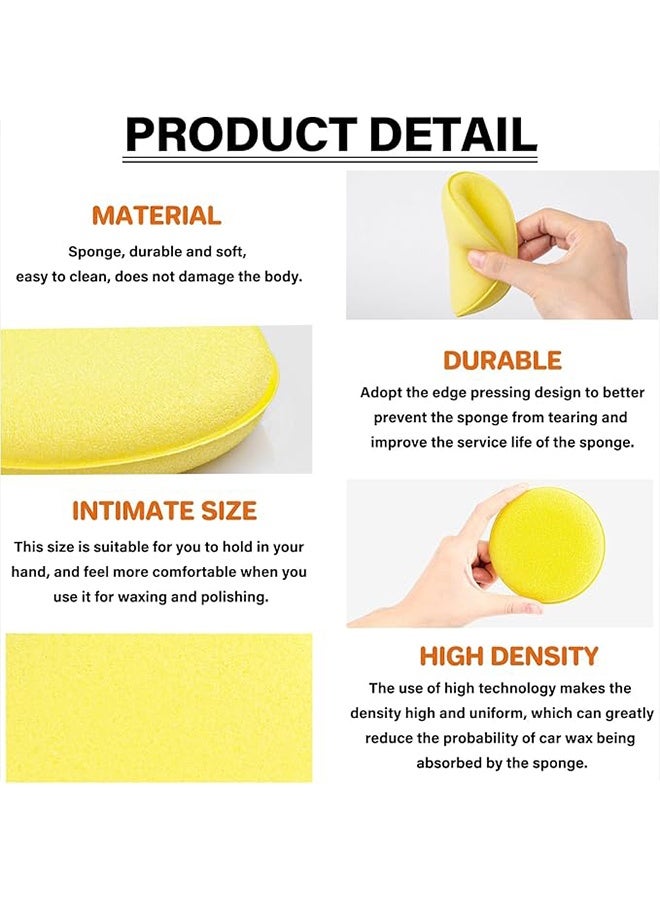 عبوة من 24 قطعة من وسادات وضع الشمع الرغوية للسيارات، وسادات وضع رغوية، إسفنجات تلميع دائرية لتلميع السيارات، لون أصفر - Image 3