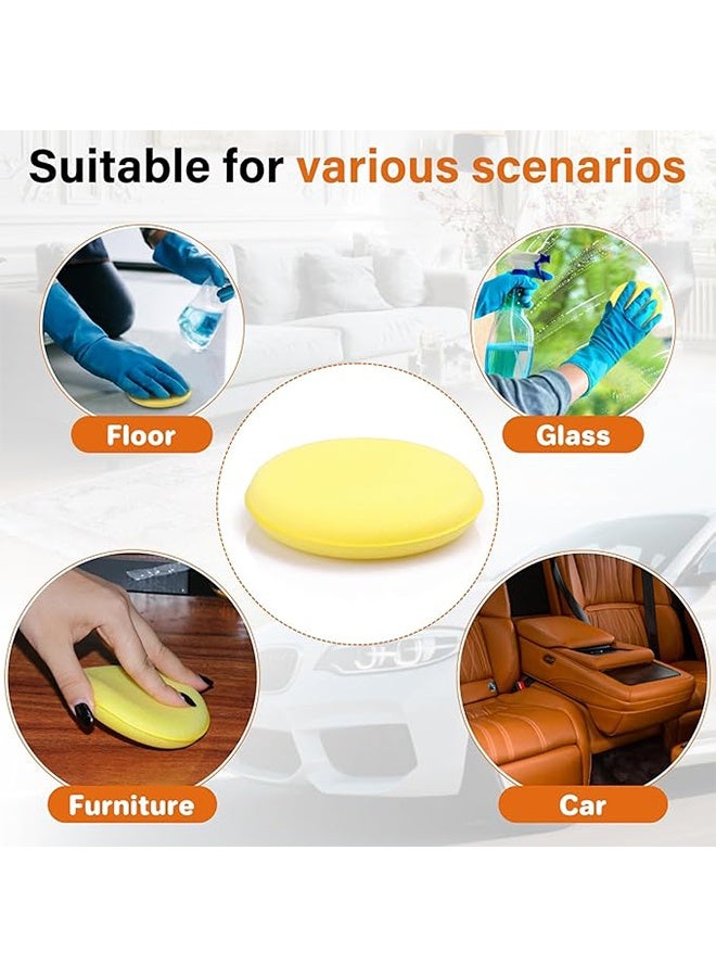 عبوة من 24 قطعة من وسادات وضع الشمع الرغوية للسيارات، وسادات وضع رغوية، إسفنجات تلميع دائرية لتلميع السيارات، لون أصفر - Image 5