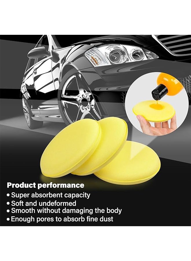 عبوة من 24 قطعة من وسادات وضع الشمع الرغوية للسيارات، وسادات وضع رغوية، إسفنجات تلميع دائرية لتلميع السيارات، لون أصفر - Image 4