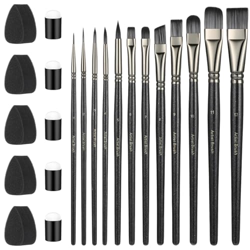 Tweruna 22 PCS Face Paint Brushes and Sponges Set Face Painting Brushes for Acrylic Painting Watercolor Oil Gouache for Chrismas Halloween Cosplay Party - Image 1