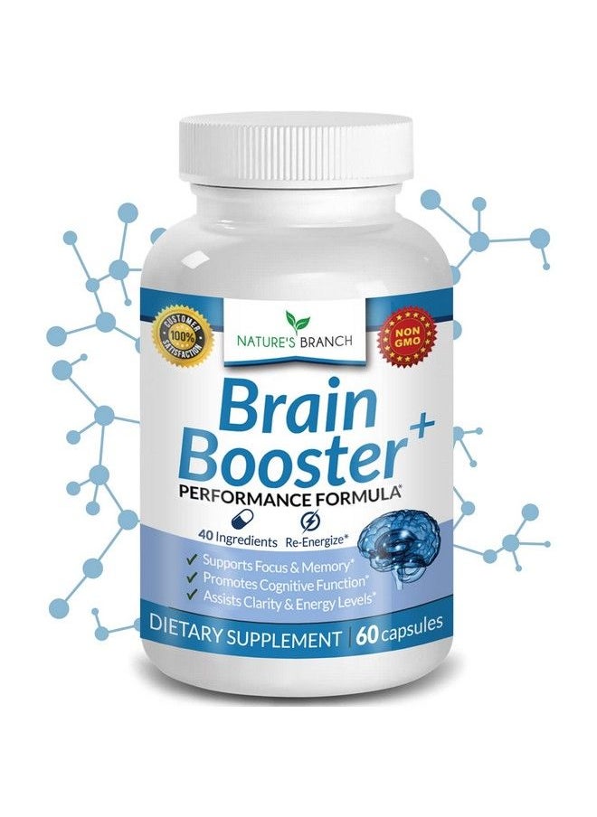 Nature's Branch - Advanced Brain Booster Supplements 40 Ingredients Memory Focus & Clarity Vitamins Plus Ebook Boost Energy Elevate Brain Function Nootropic Power Support With Dmae 60 Brain Health Formula Pills - Image 1