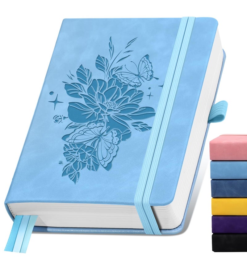 ALKALO Lined Journal Notebook 365 Pages, A5 Leather Journals for Writing Women & Men, Hardcover Notebook with 100GSM Thick Paper, Daily Journal Notebook for Travel, Work, School, Note Taking, College Ruled - Image 1