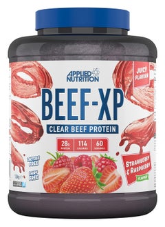 Applied Nutrition Beef XP - Clear Hydrolysed Beef Protein Isolate, Fruit Juice Style, Dairy Free Beef Protein Powder, Lactose Free, Zero Sugar, Low Fat, 1.8kg - 60 Servings (Strawberry & Raspberry)