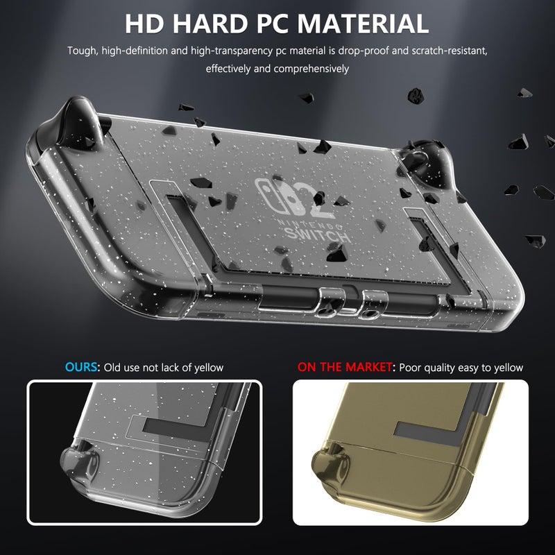 FANPL [Improved Easy Dockable Version] Clear Glitter Case for Nintendo Switch 2, FANPL Protective Cover for Switch 2 and JoyCon Controller - Strong and Durable, Not Easy to Fall Off - Image 5