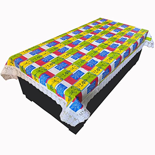 Konvio Kitchen PVC Plastic Printed Rectangular Table Cover for Home Dining Table | Heat-Resistant, Waterproof, Washable & Anti Slip 4 Seater Table Cover - Multicolour Floral Design, 40x60 Inches. - Image 1