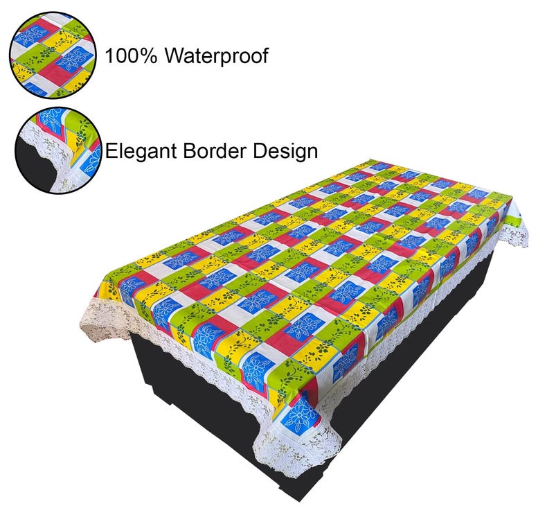 Konvio Kitchen PVC Plastic Printed Rectangular Table Cover for Home Dining Table | Heat-Resistant, Waterproof, Washable & Anti Slip 4 Seater Table Cover - Multicolour Floral Design, 40x60 Inches. - Image 3