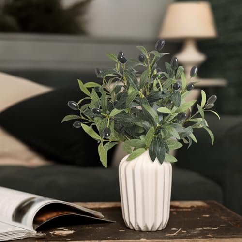 Koroni Flowers 10 Pcs 11.8" Artificial Olive Leaves Stems, Realistic Faux Plants Olive Tree Branches for Vase Decor, Wedding Centerpieces, Farmhouse Home Party Decor - Image 5