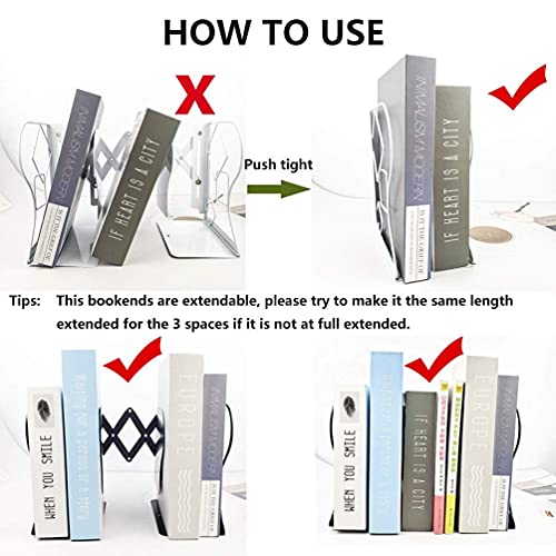Gardesk Adjustable Bookends Metal Book Ends for Heavy Book Holder Heavy Duty Bookends Nonskid Bookcase Desktop Book Organizer Binder Holder - Image 5