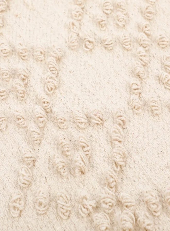 pepme Knitted Tufted Table Runner Diamonds, Off-White, 14x64 - Image 5
