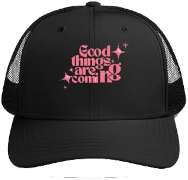Good things are coming Plain unisex baseball cap Black