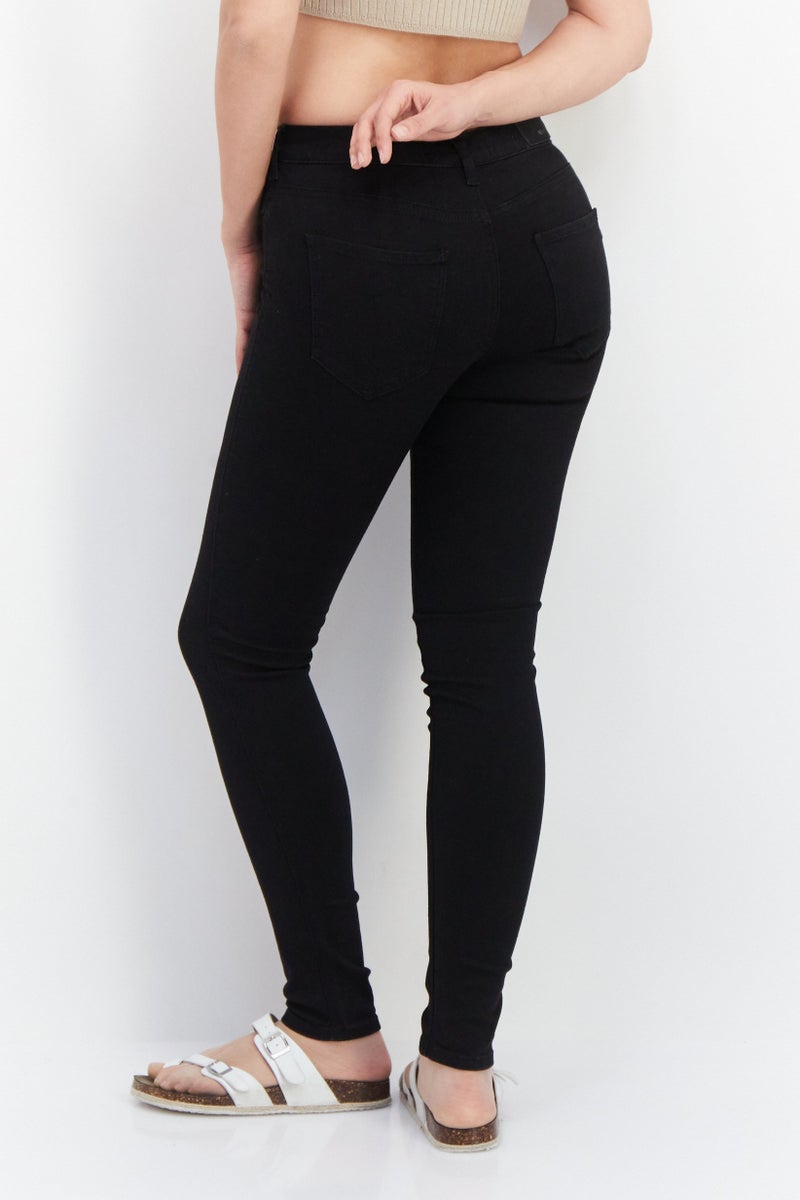 Replay Women Super Skinny Fit Solid Stretchable Jeans, Black - Image 2