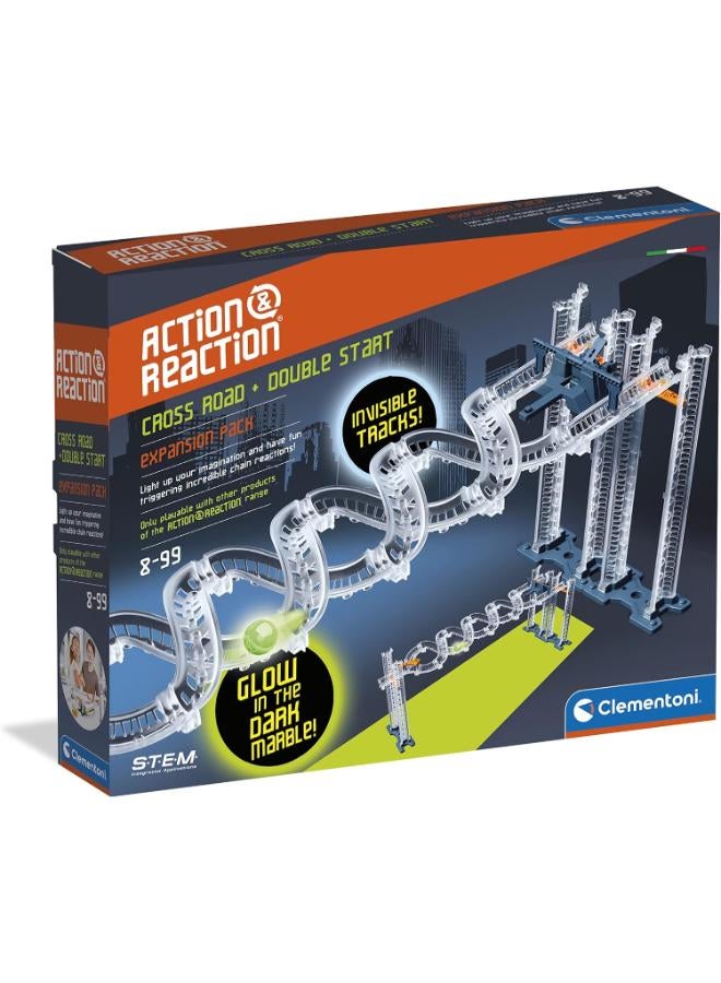 Clementoni 19265 Action & Reaction-Cross Road & Glow Effect-Track Set, Marble Run Accessories, Construction Toys for Kids from 8 Years, Made in Italy, Multicolour - Image 4