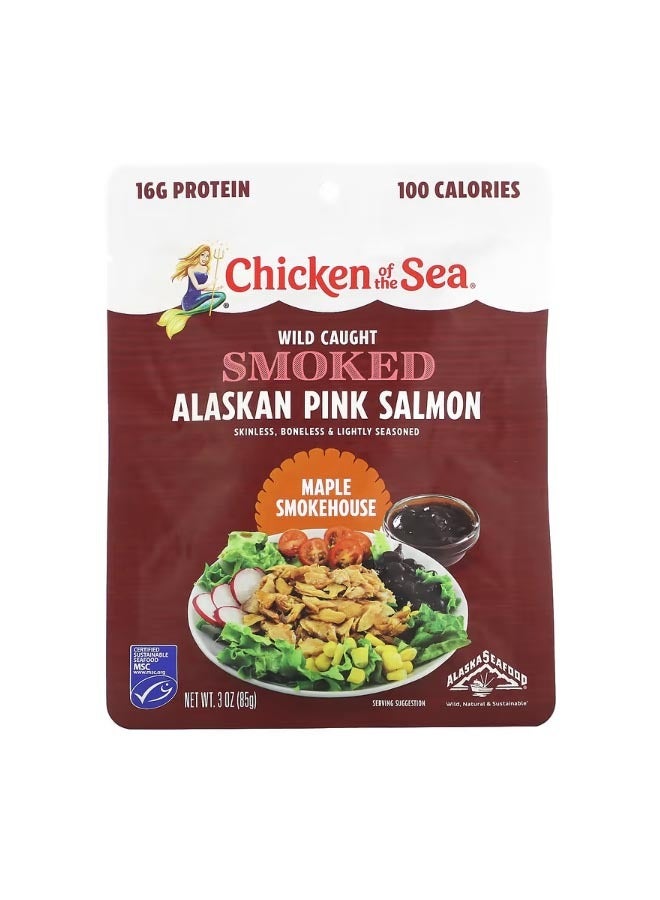 Chicken Of The Sea Wild Caught Smoked Alaskan Pink Salmon Maple Smokehouse 3 oz 85 g - Image 1