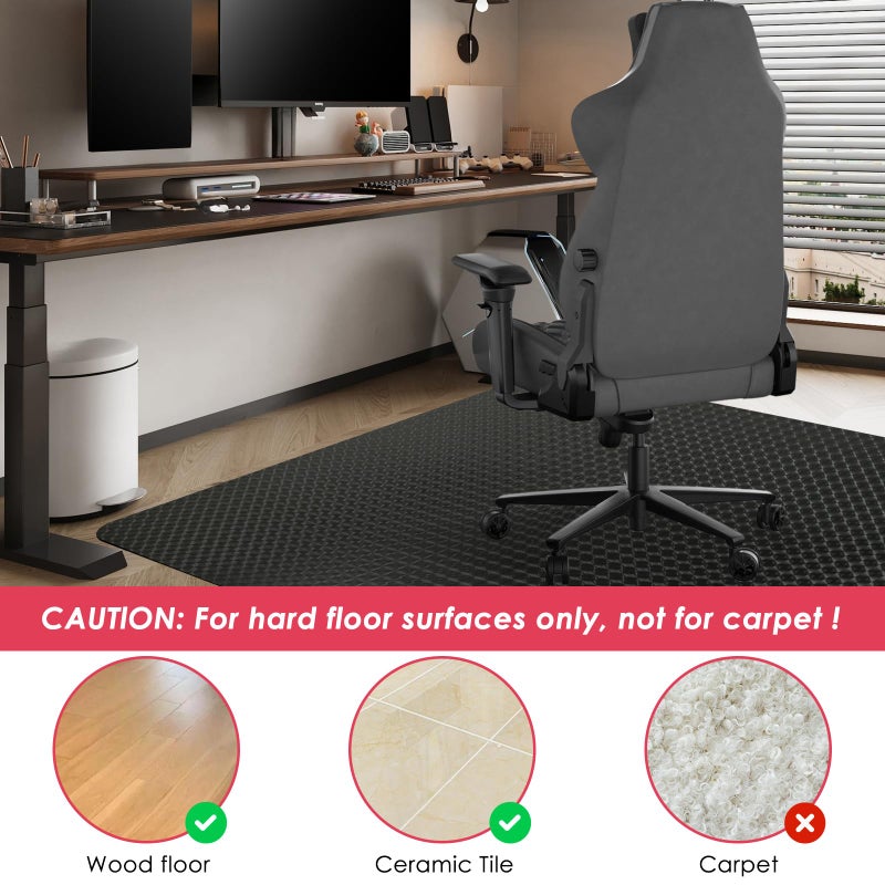 Vicwe Gaming Chair Mat for Hardwood Floor, 60"Ã—46" Large Office Chair Mat, PVC Computer Chair Mats, Easy Glide, Floor Protector for Rolling Chair-Black - Image 2