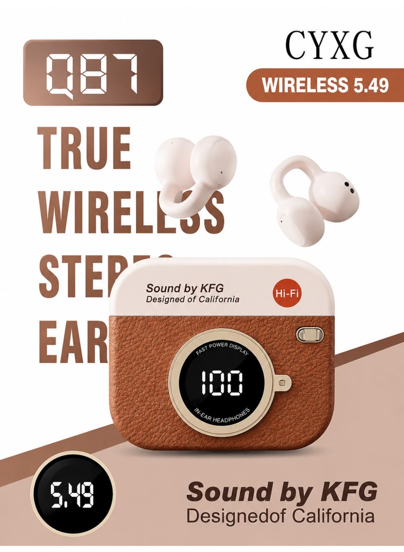 Wireless Bluetooth Earbuds with Vintage Camera Design Charging Case, TWS HiFi Dolby Bass In-Ear Earphones - Image 1