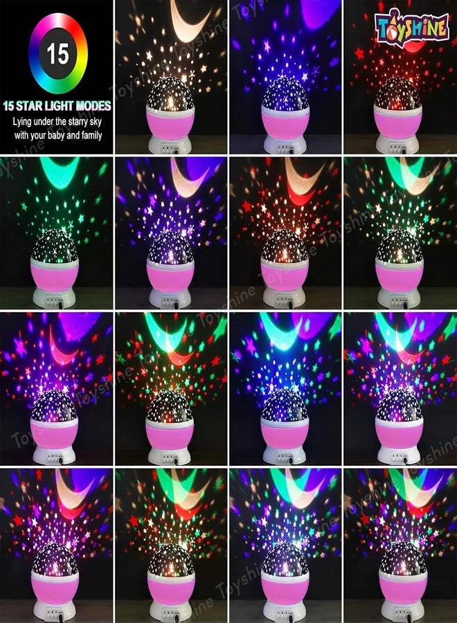 توي شاين مصباح عرض ليلي على شكل نجمة وقمر من توي شاين مع 12 وضعًا لتغيير الألوان، ومصباح عرض ليلي دوار 360 درجة، ديكور منزلي للأطفال والكبار - Image 3