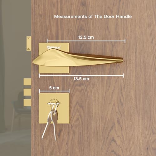 GRIVAN Premium Heavy Duty Door Locks for Main Door, Mortise Door Lock Set with 3 Brass Keys, Bedroom Door Lock, Handle Lock for Home/Office/Hotel (Gold Finish) | 2 Years Warranty - Image 4