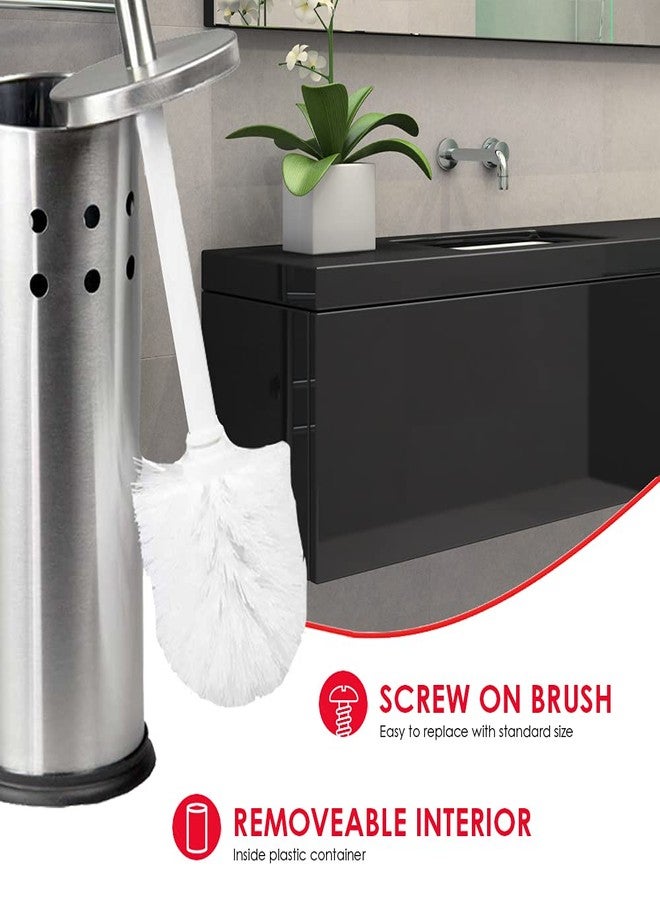Home Basics Vented Toilet Brush Set, By Home Basics | Stainless Steel Toilet Bowl Brush And Holder | Holders For Bathrooms | Modern and Contemporary Toilet Brush Caddy - Image 4