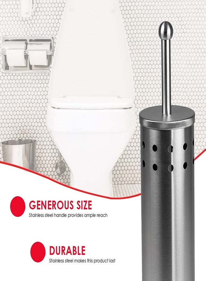 Home Basics Vented Toilet Brush Set, By Home Basics | Stainless Steel Toilet Bowl Brush And Holder | Holders For Bathrooms | Modern and Contemporary Toilet Brush Caddy - Image 3